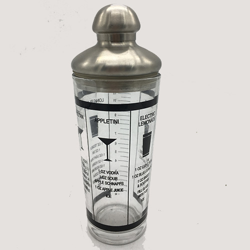 stainless steel glass cocktail shaker