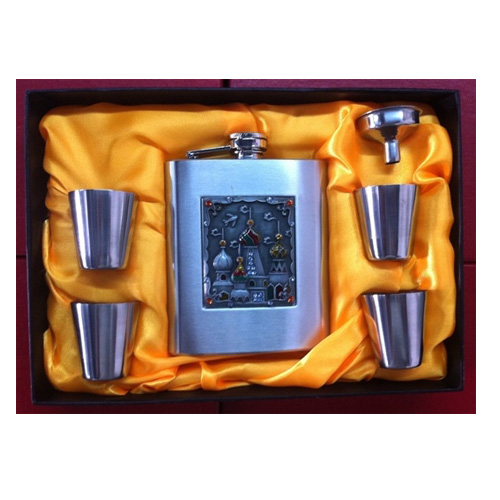 stainless steel hip flask set